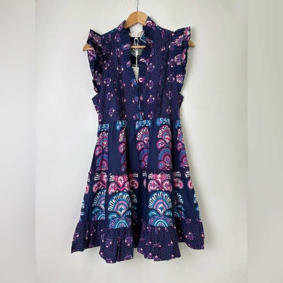 Caroline Constas Dresses & Skirts - NWT Caroline Constas Flutter Sleeves Midi Dress Navy Half Moon Print